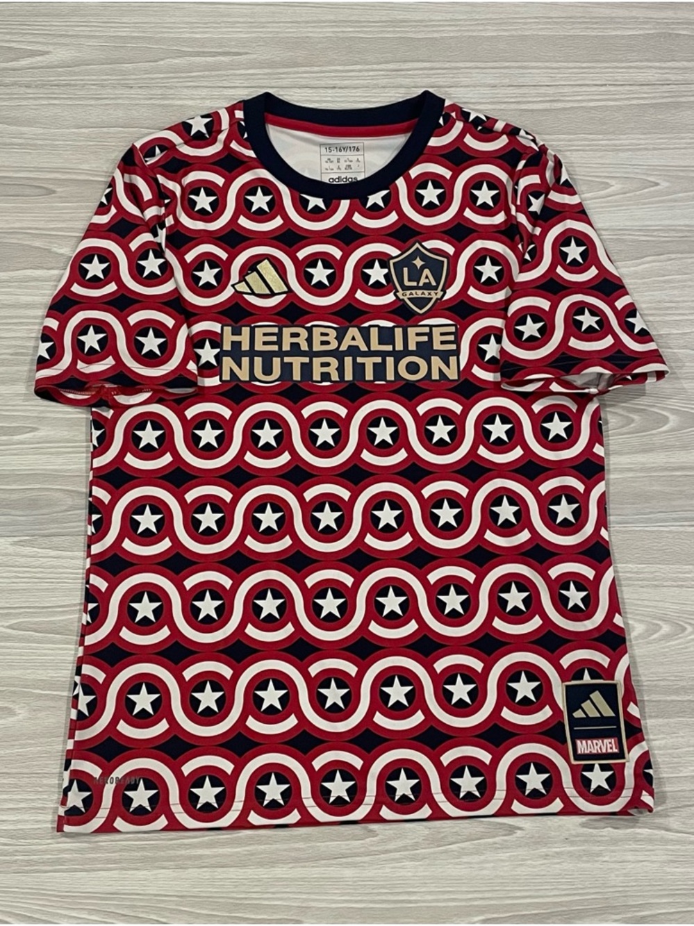 Adidas 2023/24 MLS LA Galaxy Marvel Americana Soccer Jersey Red Youth Size XL